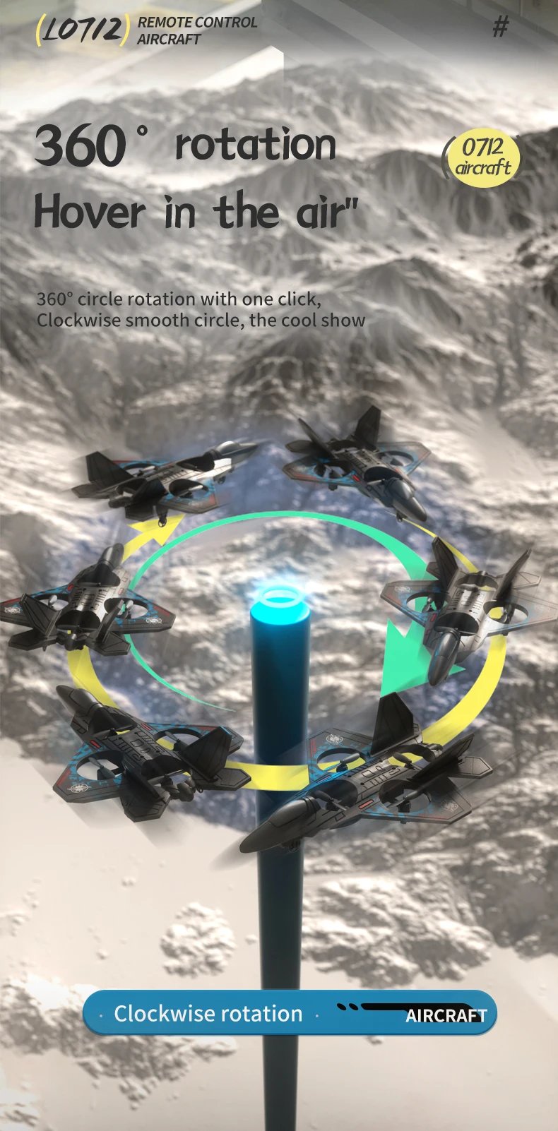 L0712 RC Plane 2.4G Remote Control Aircraft Gravity Sensing Aircraft Glider with Light EPP Foam Fighters for Boys Children