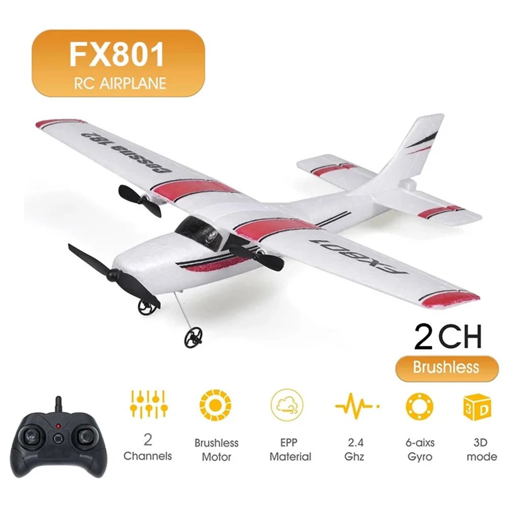 FX801 RC Plane EPP Foam 2.4G 2CH RTF Remote Control Wingspan Aircraft Fixed Wingspan Airplane Toys Gifts for Children Kids