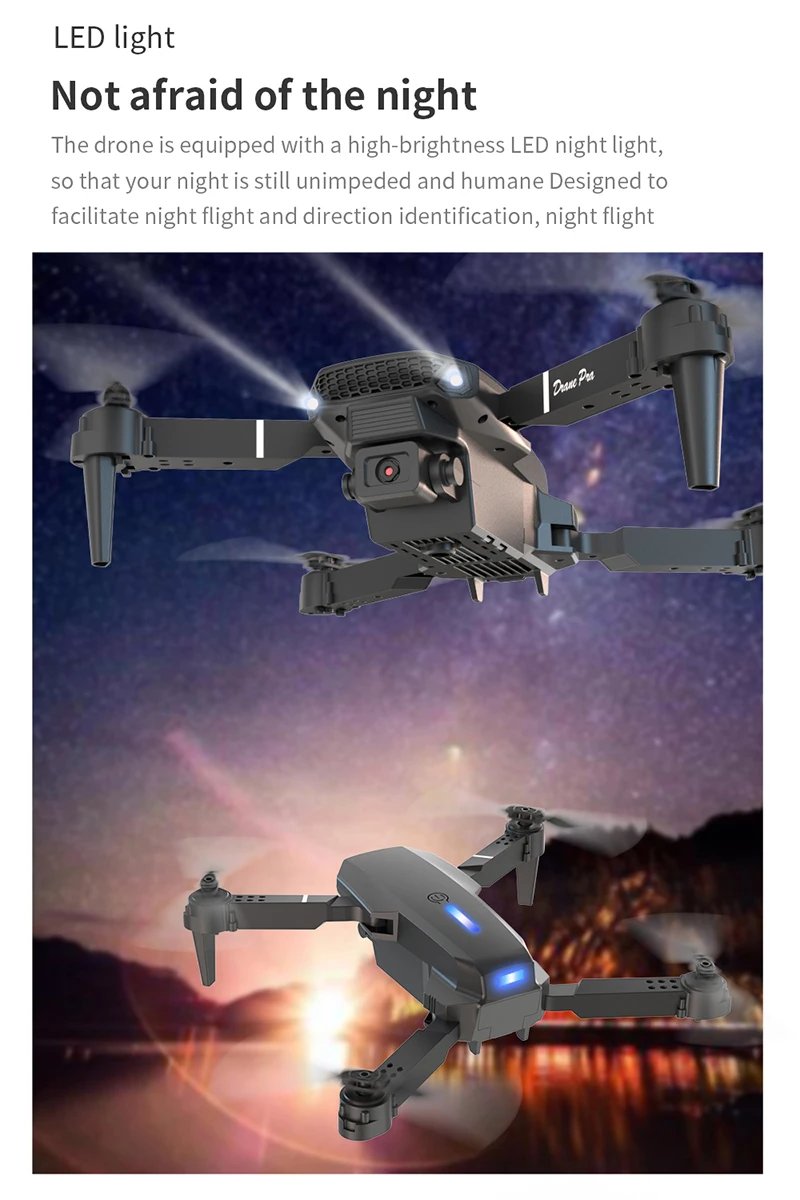 E88Pro 4K WIFI FPV Professional Grade RC Drone Foldable Helicopter 1080P Wide Angle HD Dual Camera Height Hold Gift Toy