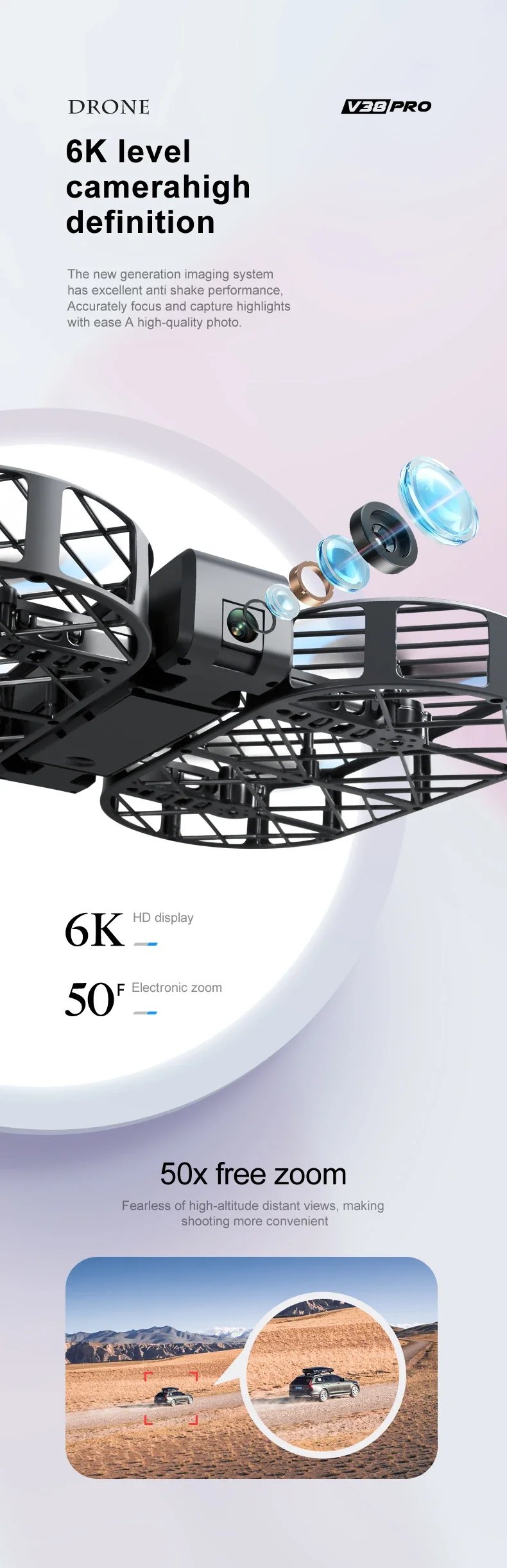 New V38 Mini Drone 8K Profesional WIFI FPV Camera HD 6K Pocket Remote Control Helicopter Foldable Quadcopter Toys Gift for Kids