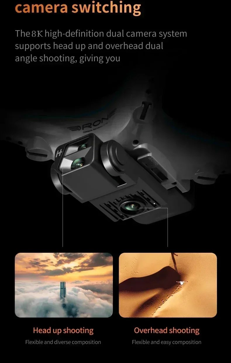 KY102 Drone Professional 8K HD Dual Camera Aerial 360 Obstacle Avoidance Optical Flow Four-Axis RC Aerocraft Drone 2024 New Toy