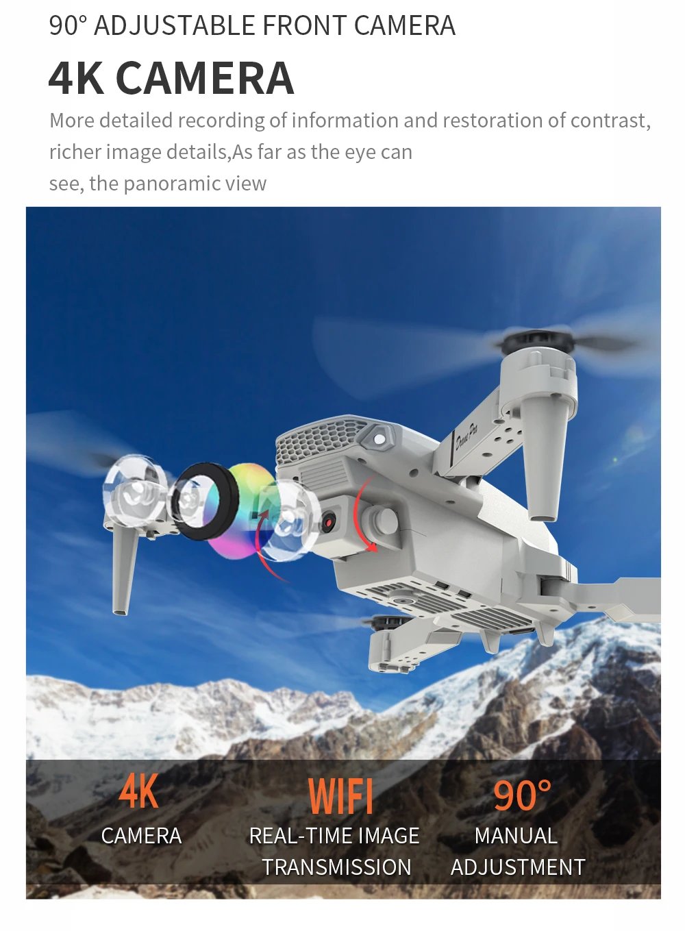 Professional mini remote control drone E88 4K HD aerial camera WiFi FPV foldable quadcopter RC helicopter Children's toy Gift