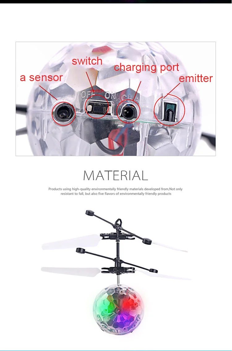 Flying Luminous Ball RC Kid's Flying Ball Anti-stress Drone Helicopter Infrared Induction Aircraft Remote Control Toys Gifts