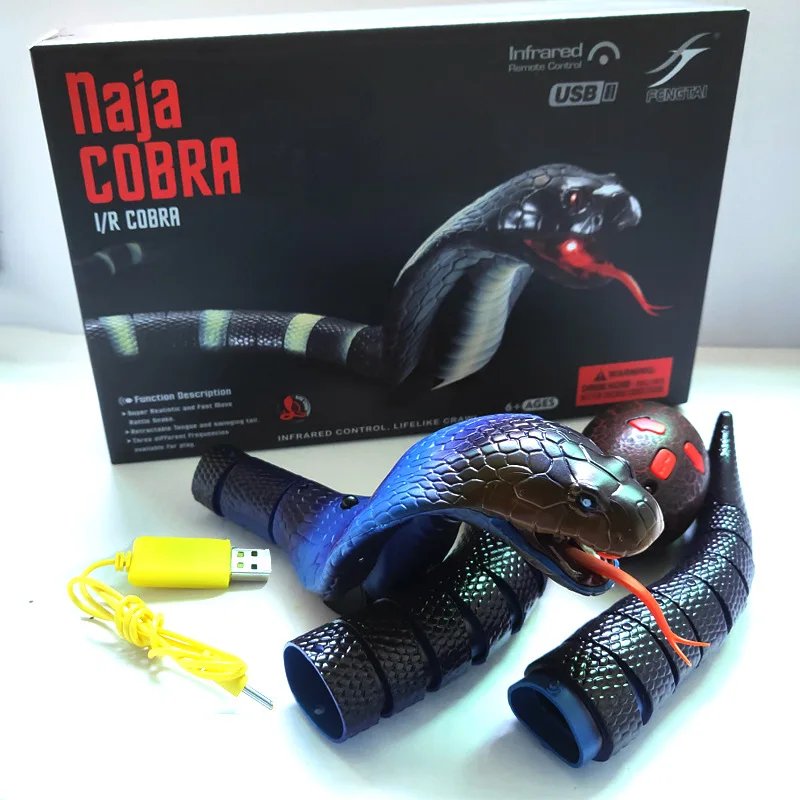 RC Snake Realistic Snake Toys Infrared Receiver Electric Simulated Animal Cobra Viper Toy Joke Trick Mischief For Kids Halloween