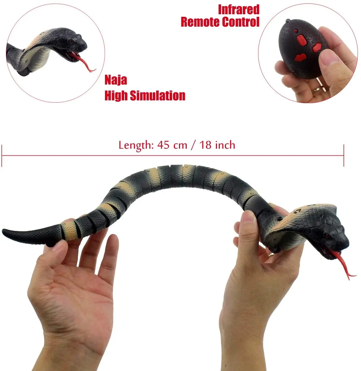 RC Snake Realistic Snake Toys Infrared Receiver Electric Simulated Animal Cobra Viper Toy Joke Trick Mischief For Kids Halloween