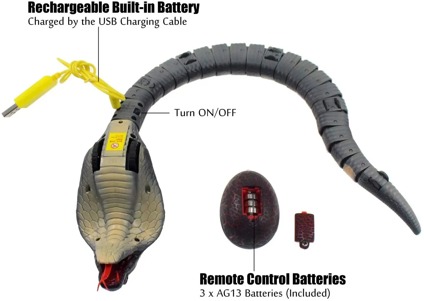 RC Snake Realistic Snake Toys Infrared Receiver Electric Simulated Animal Cobra Viper Toy Joke Trick Mischief For Kids Halloween