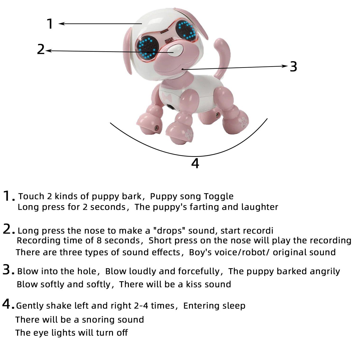 Early education intelligent recording dog, touch sensing singing, children's interactive toy robot dog with lighting