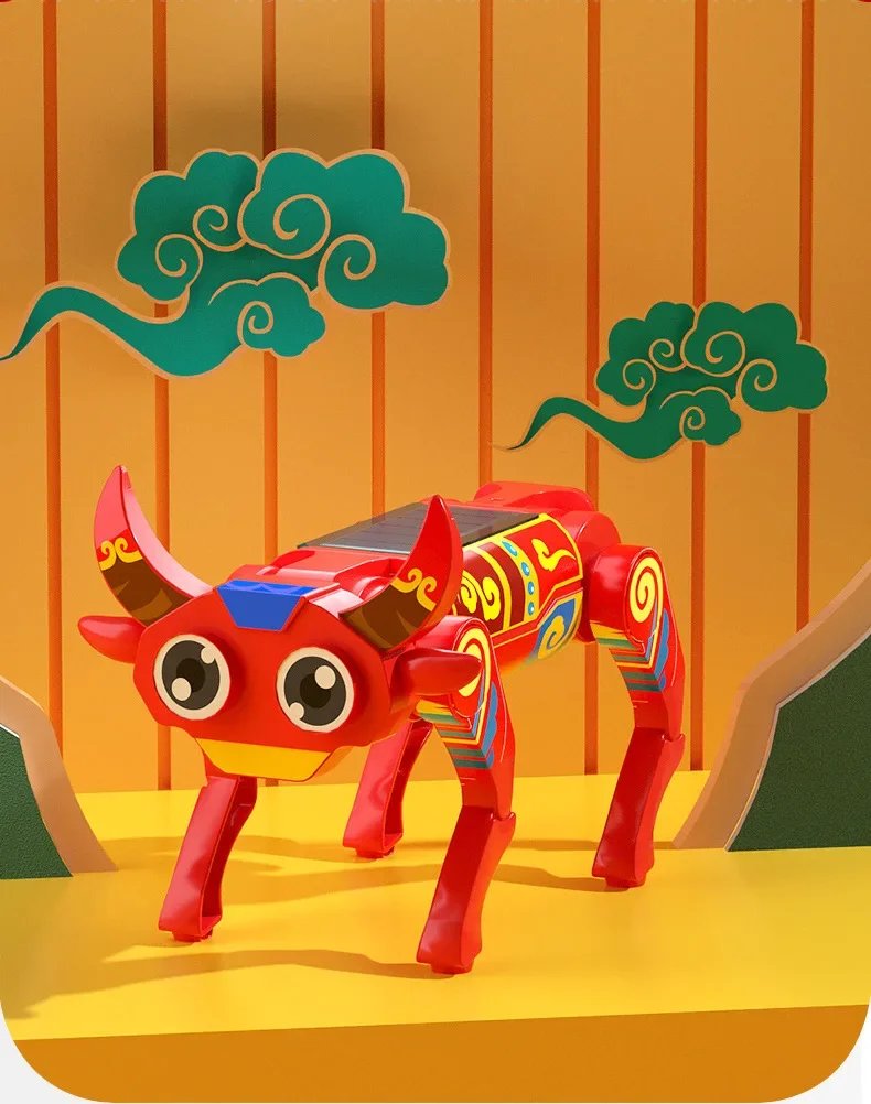 New Emo Robot Solar Electric Mechanical Dog Cow Children Educational Assembly Tech Puzzle Toy Bionic Smart Robot Dog Toys Gifts