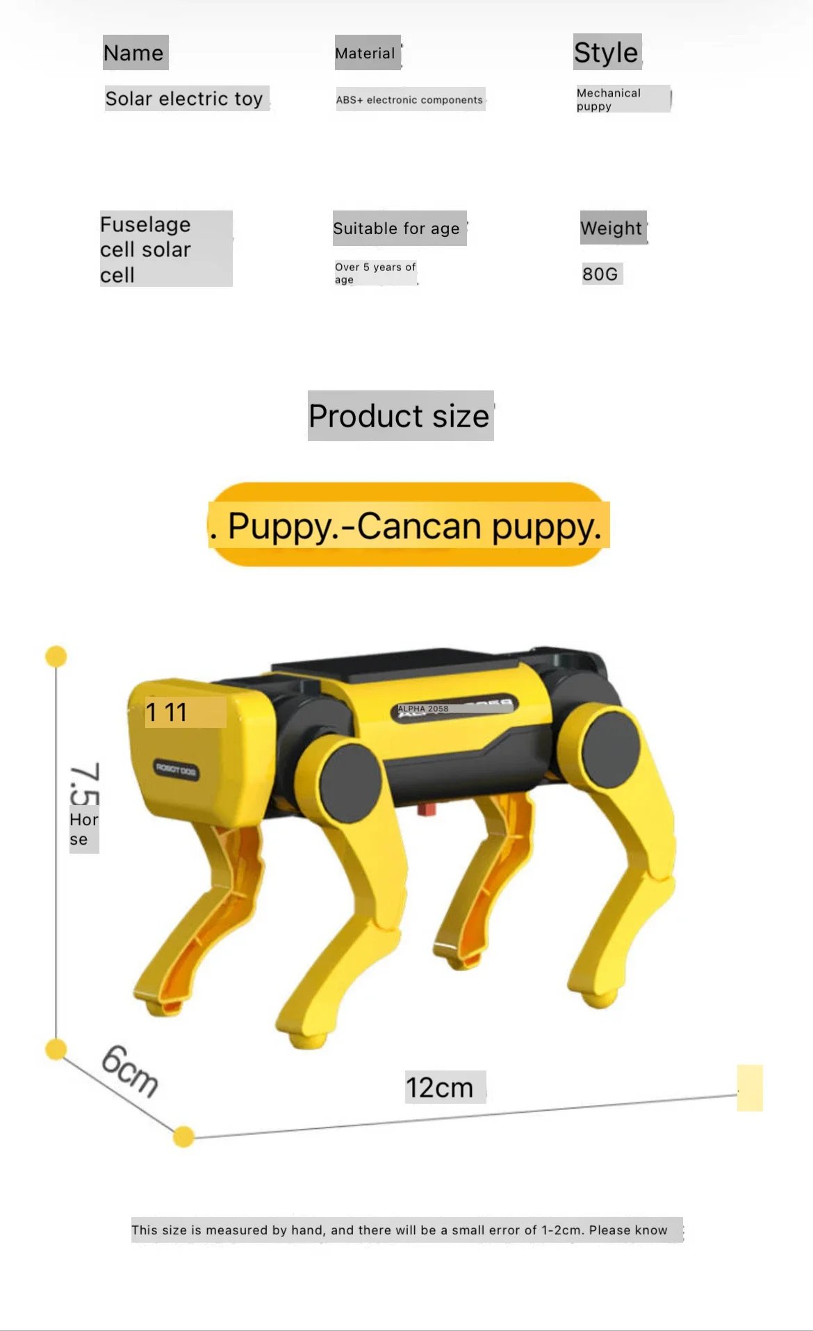 New Emo Robot Solar Electric Mechanical Dog Cow Children Educational Assembly Tech Puzzle Toy Bionic Smart Robot Dog Toys Gifts