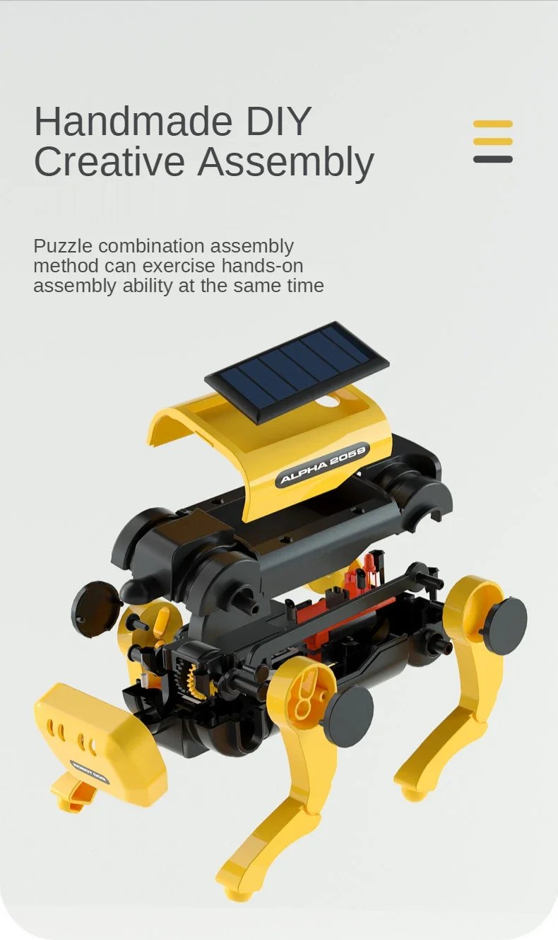 New Emo Robot Solar Electric Mechanical Dog Cow Children Educational Assembly Tech Puzzle Toy Bionic Smart Robot Dog Toys Gifts