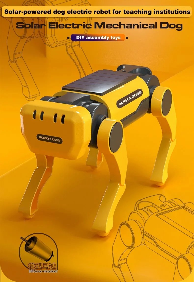 New Emo Robot Solar Electric Mechanical Dog Cow Children Educational Assembly Tech Puzzle Toy Bionic Smart Robot Dog Toys Gifts