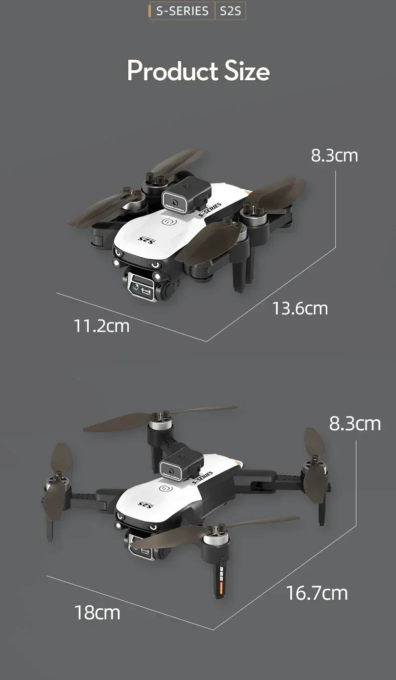 S2S Outdoor Drone 8K HD Dual Camera Brushless Motor Obstacle Avoidance Dron RC Helicopter Foldable Quadcopter Toy For Xiaomi