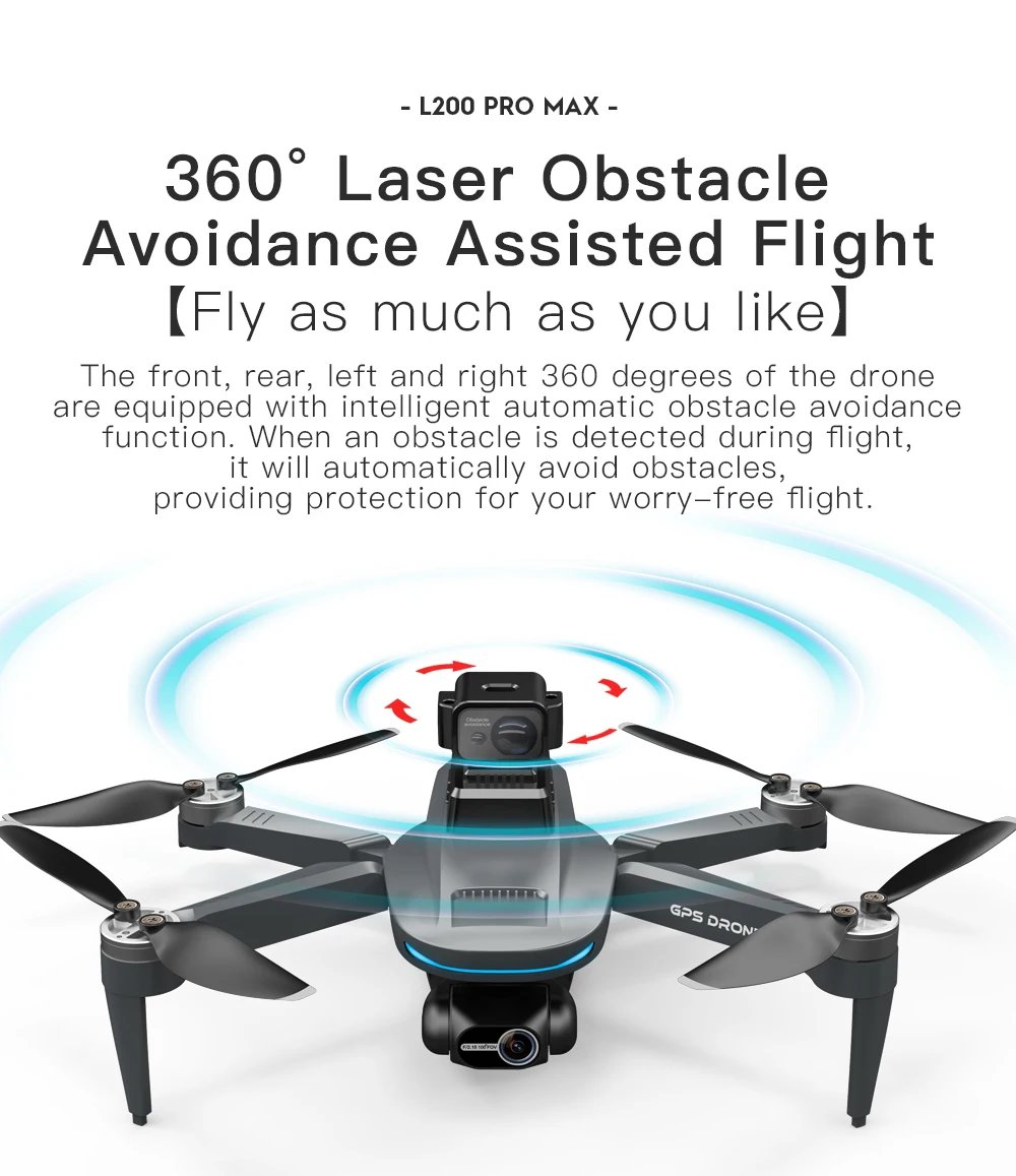 L200 PRO MAX Drone 4K Professional 2-Axis Gimbal 360&deg; Obstacle Avoidance Brushless Motor GPS Quadcopter FPV RC Drones