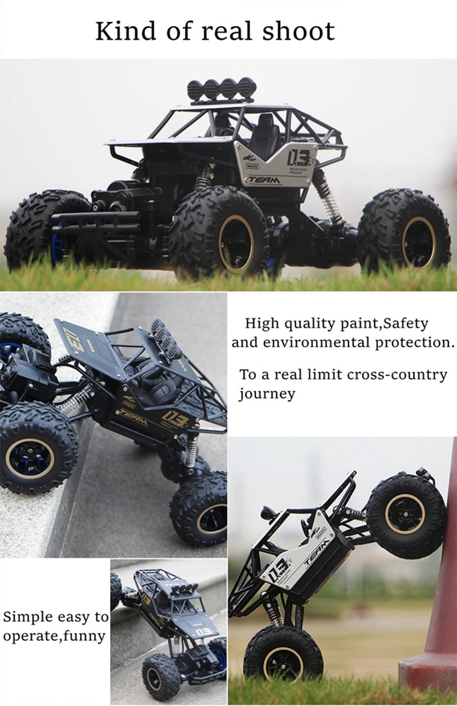 4WD RC Car Off Road 4x4 Remote Control Cars Radio Buggy Truck Racing Drift with Led Lights Toys Gift for Boys Girls Children Kid