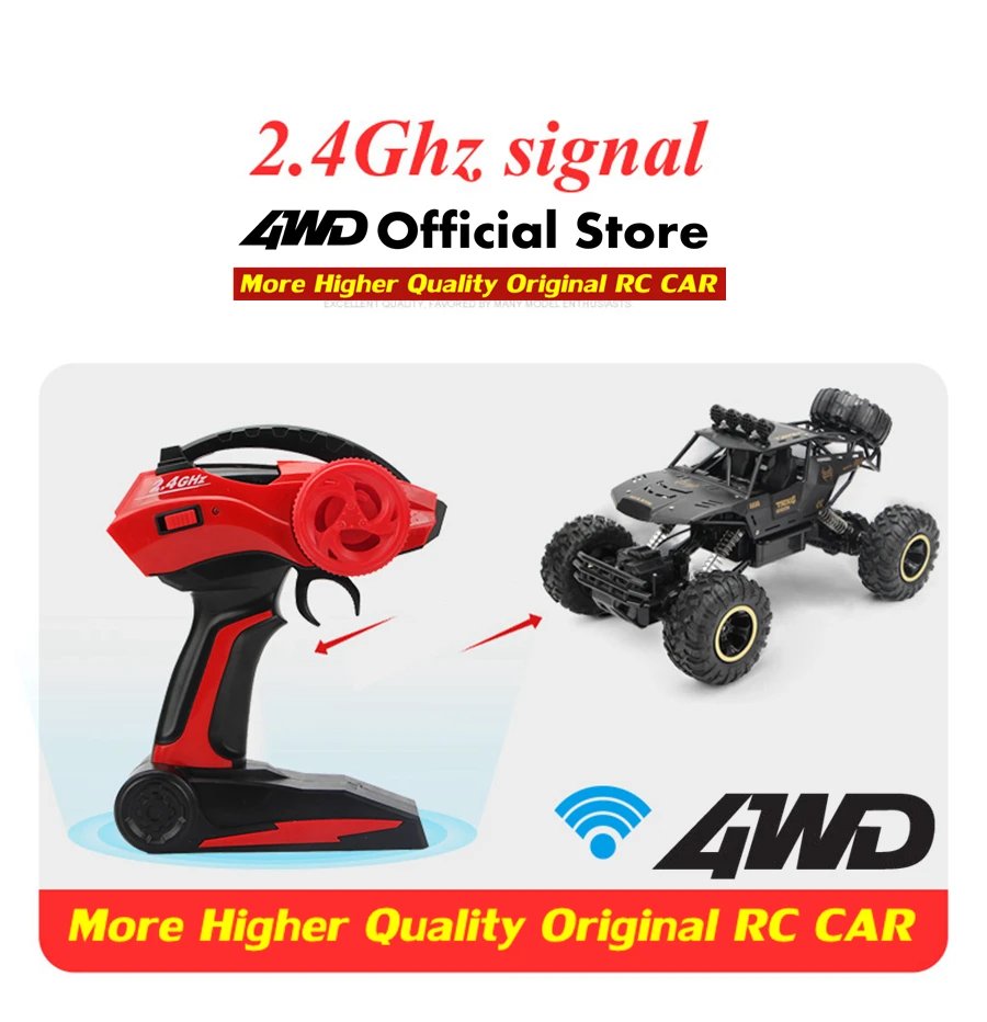 4WD RC Car Off Road 4x4 Remote Control Cars Radio Buggy Truck Racing Drift with Led Lights Toys Gift for Boys Girls Children Kid