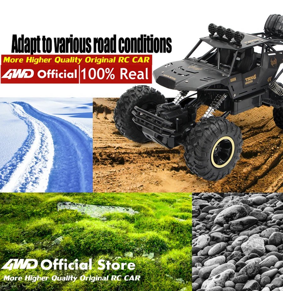 4WD RC Car Off Road 4x4 Remote Control Cars Radio Buggy Truck Racing Drift with Led Lights Toys Gift for Boys Girls Children Kid