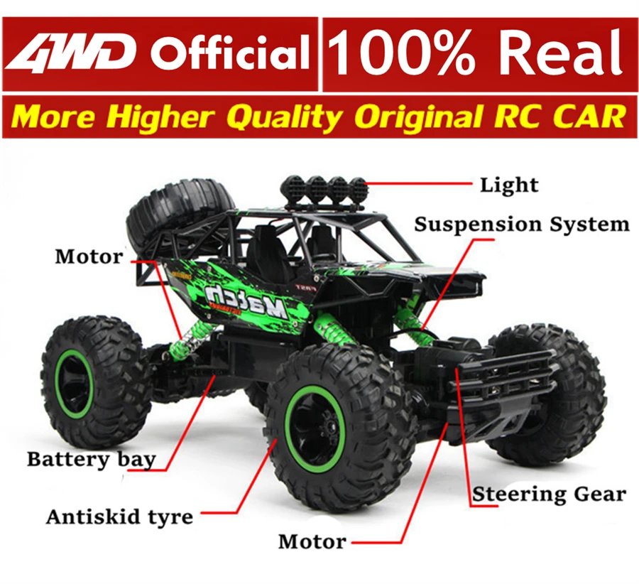 4WD RC Car Off Road 4x4 Remote Control Cars Radio Buggy Truck Racing Drift with Led Lights Toys Gift for Boys Girls Children Kid