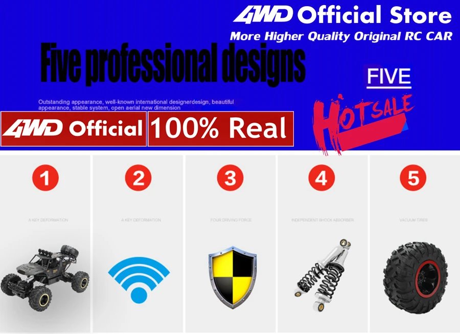 4WD RC Car Off Road 4x4 Remote Control Cars Radio Buggy Truck Racing Drift with Led Lights Toys Gift for Boys Girls Children Kid