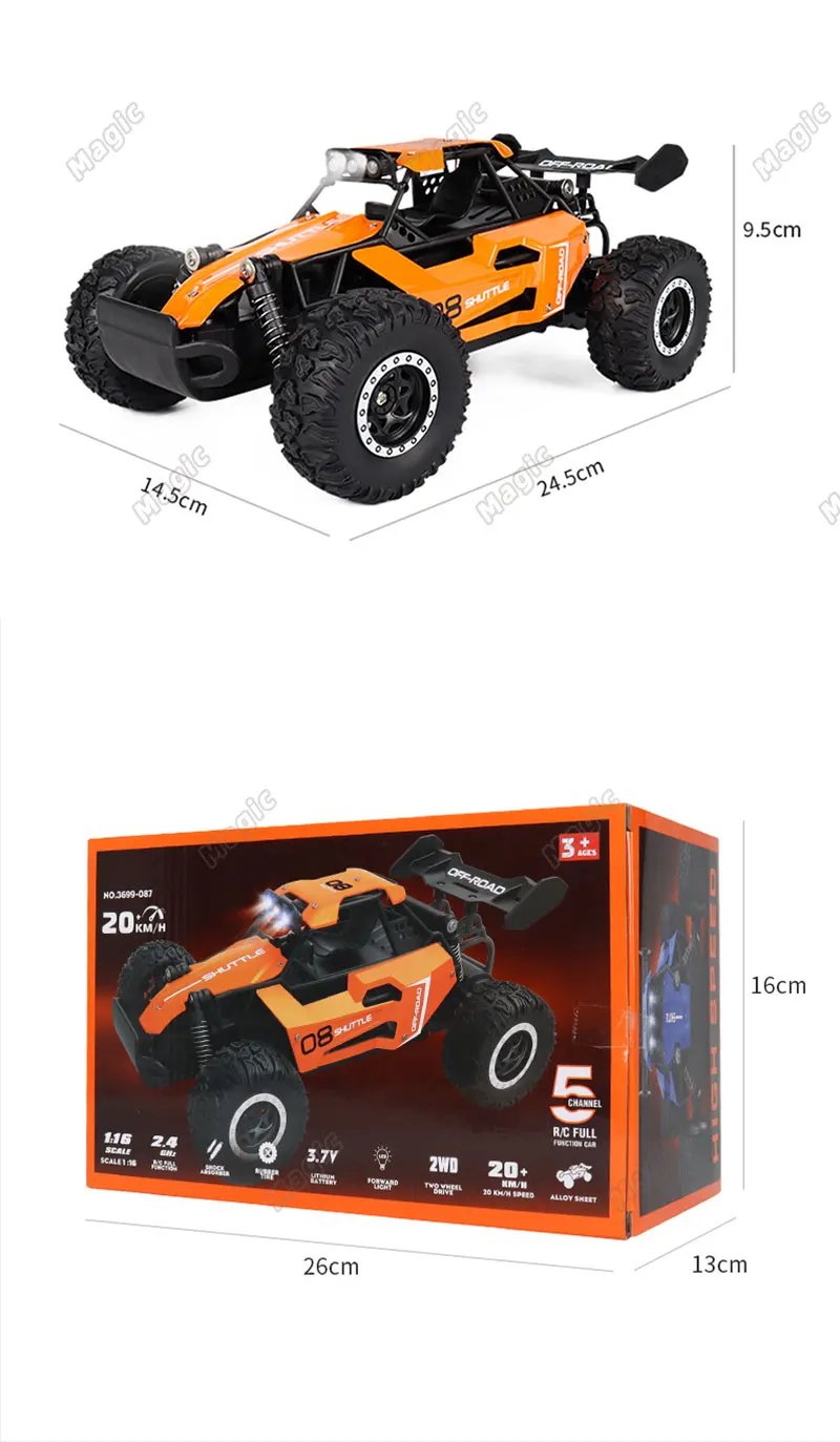 2024 New RC Car 1:16 2.4Gh Model With LED Lights 2WD Off-road Remote Control Climbing Vehicle Outdoor Cars Drift Toys Boys Gifts