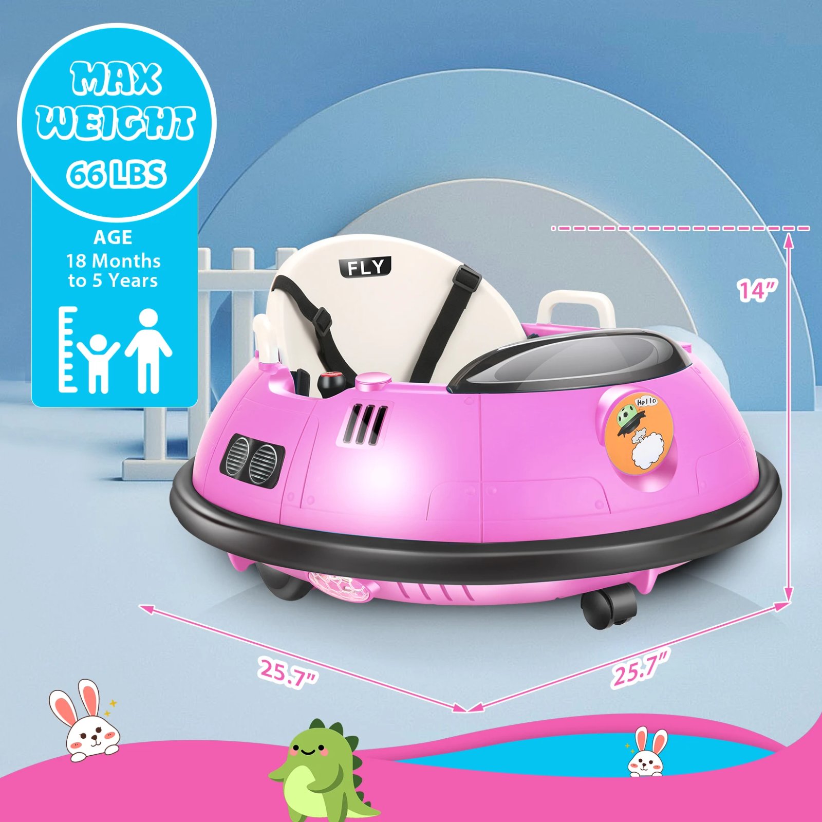 12V Bumper Car Ride on, Kids Electric Baby Bumper Car for Toddlers, Toys for Girls Boys W/ 5-Point Seat Belt, 3-Speeds 12V Bumper Car Ride on, Kids Electric Baby Bumper Car for Toddlers, Toys for Girls Boys W/ 5-Point Seat Belt, 3-Speeds