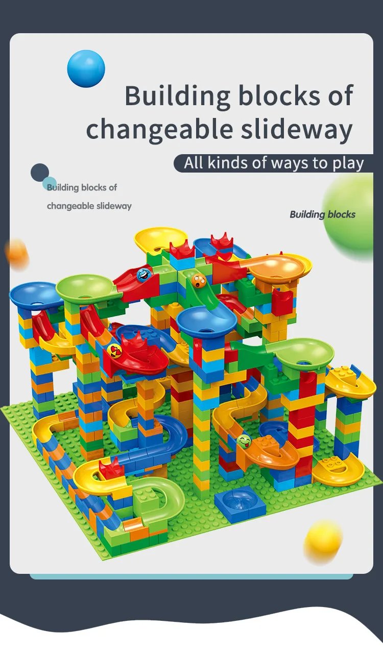 84-504PCS Marble Race Run Blocks Maze Ball Track Toy Compatible city Building Blocks Funnel Slide Blocks Toys DIY Bricks Toys