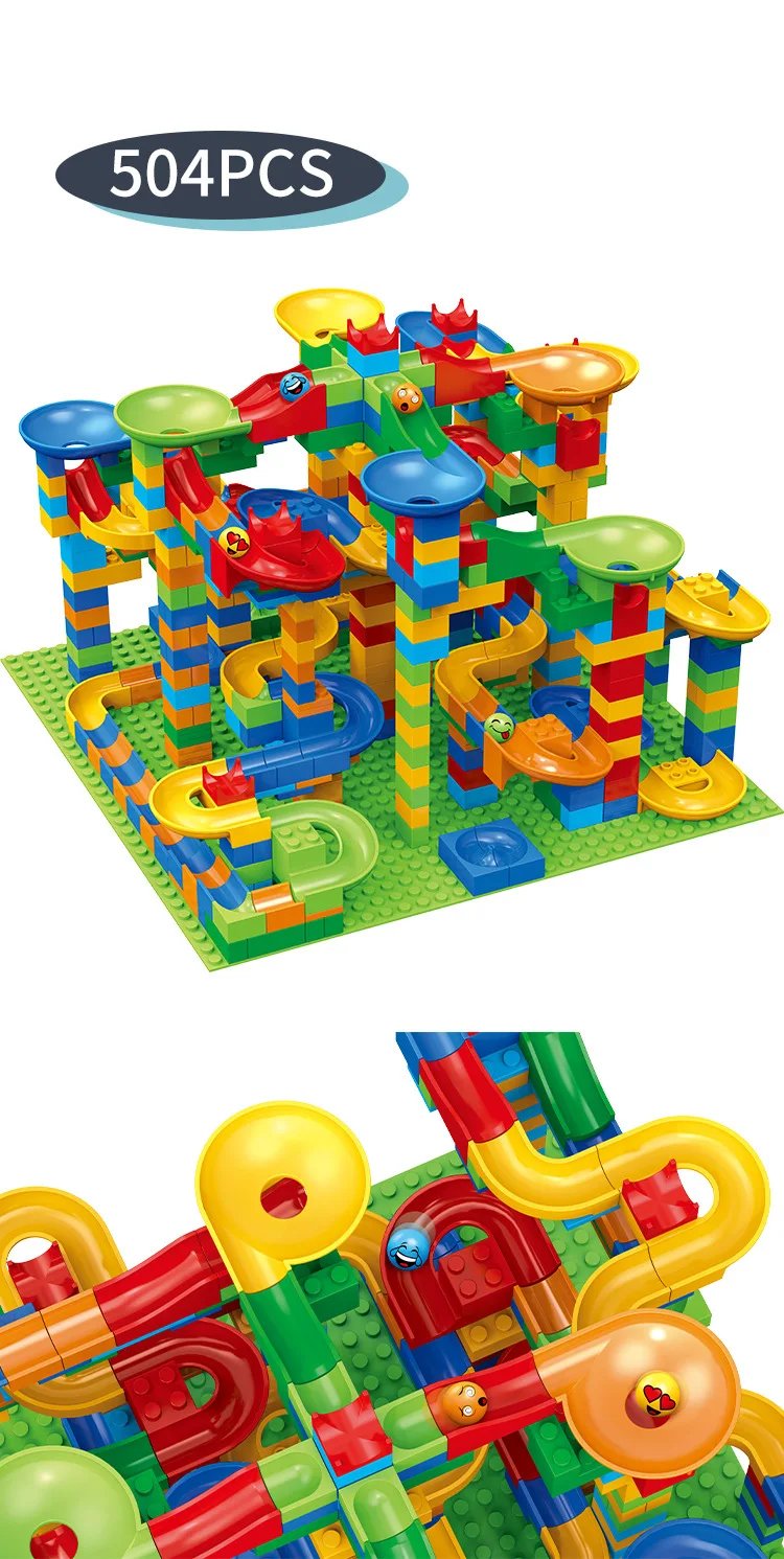 84-504PCS Marble Race Run Blocks Maze Ball Track Toy Compatible city Building Blocks Funnel Slide Blocks Toys DIY Bricks Toys