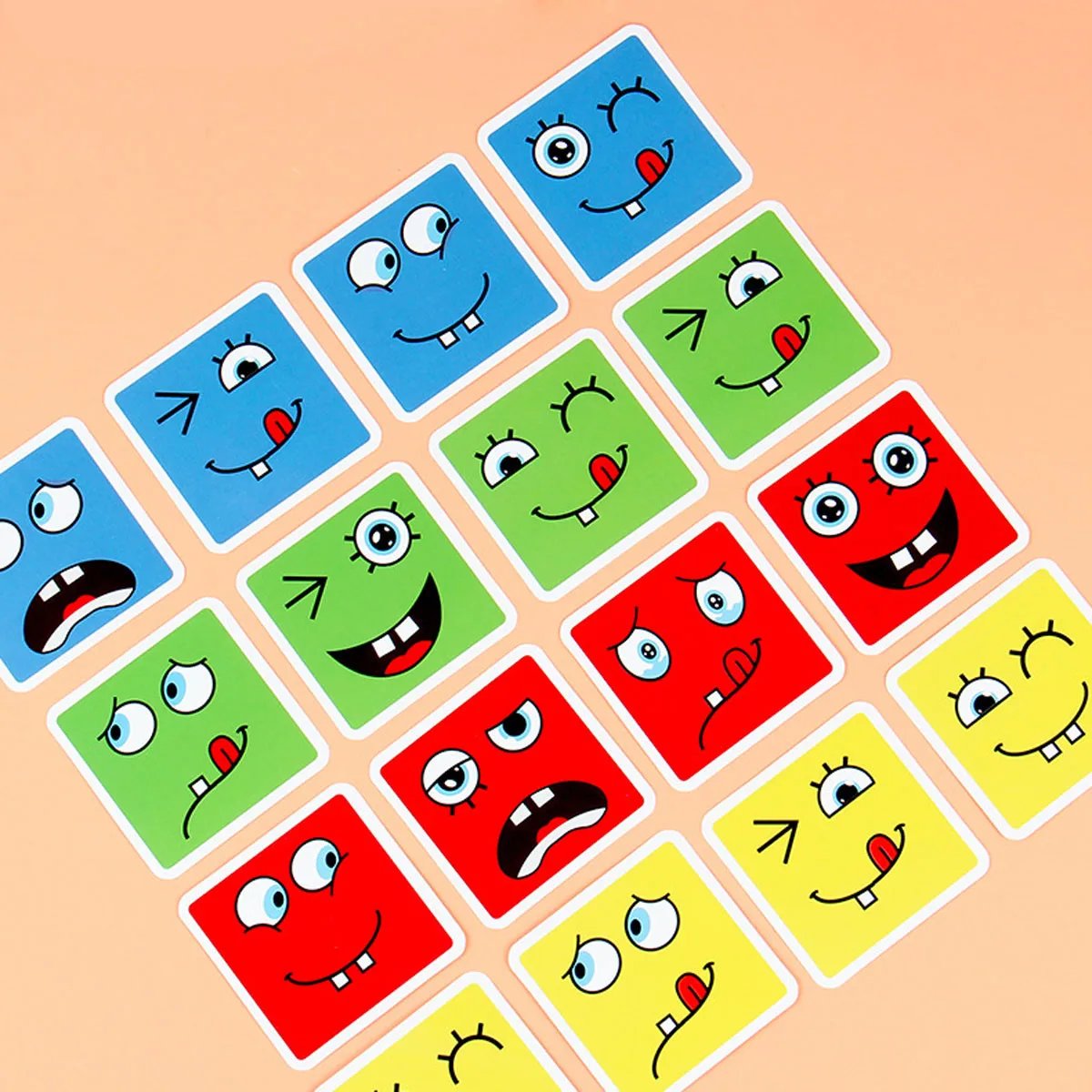 Cube Face Change Building Blocks Board Game Wood Puzzle Montessori Expression Wooden Blocks Blocos For Children Kids Toys Gift