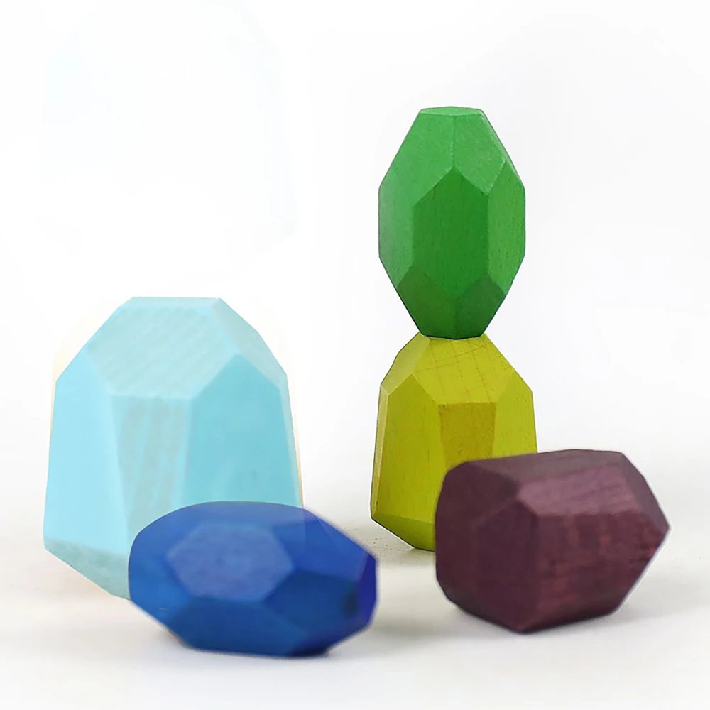 Wooden Sorting Stacking Rocks Stones Sensory Toddler Toys Learning Montessori Toys Building Blocks Game for Kids Birthday Gifts