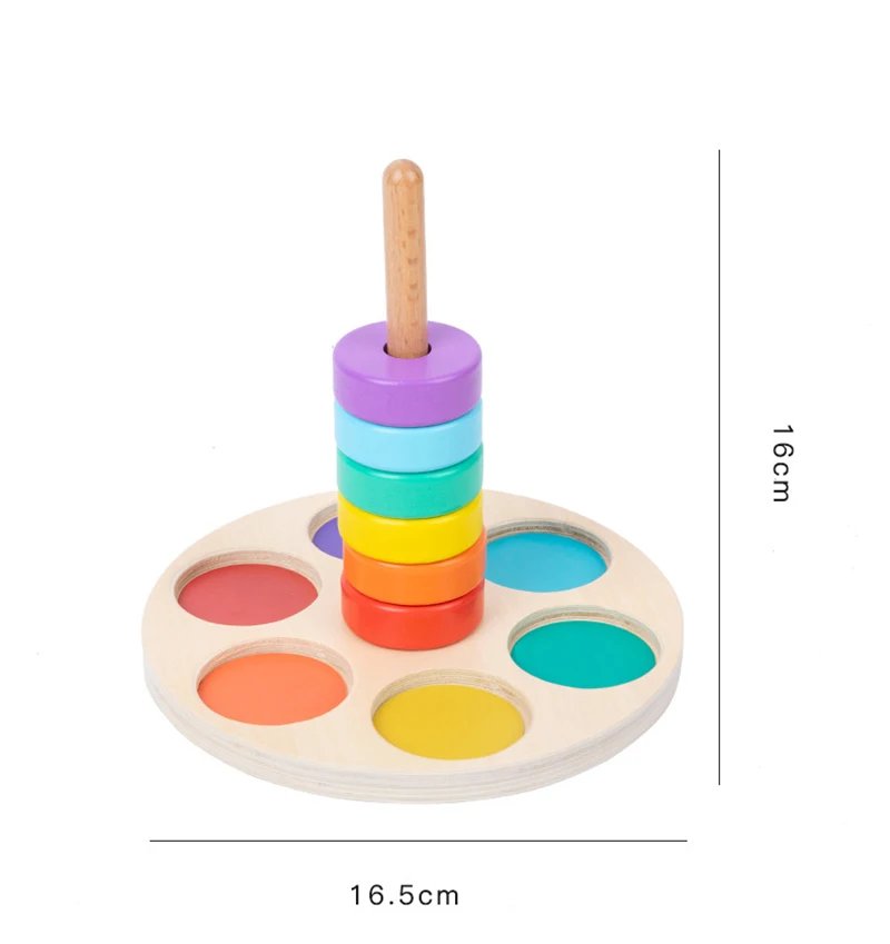 Children Montessori Rainbow Blocks Wooden Toy Fine Motor Training Color Shape Matching Stacking Game Educational Toy For Toddler