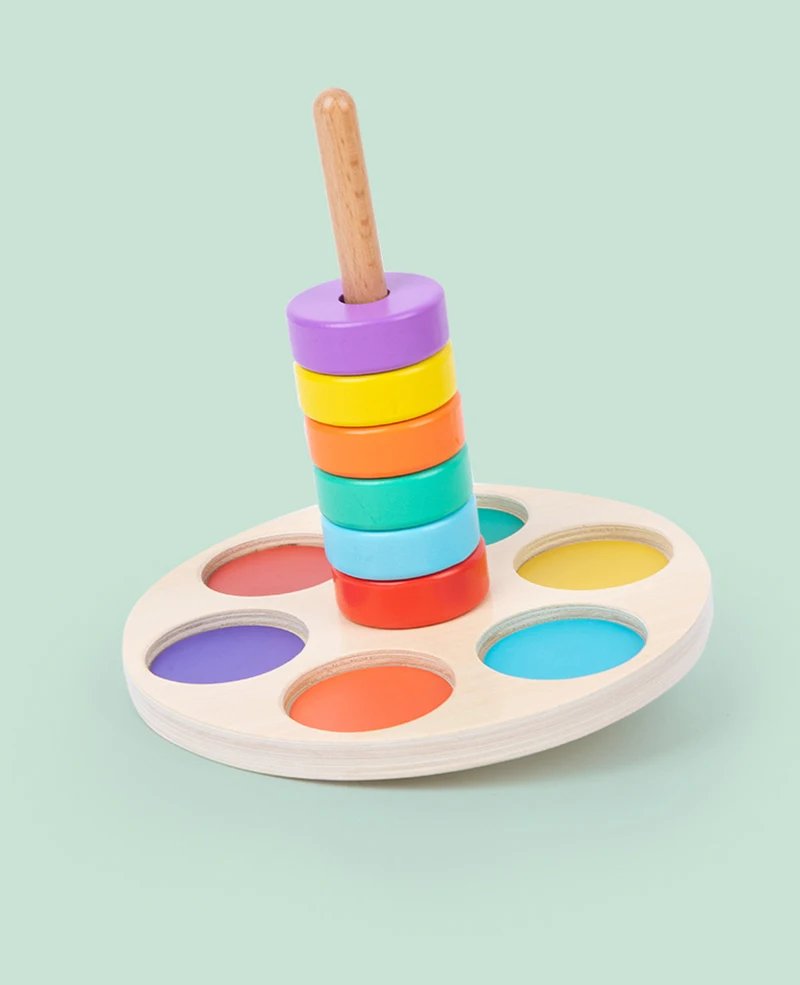 Children Montessori Rainbow Blocks Wooden Toy Fine Motor Training Color Shape Matching Stacking Game Educational Toy For Toddler