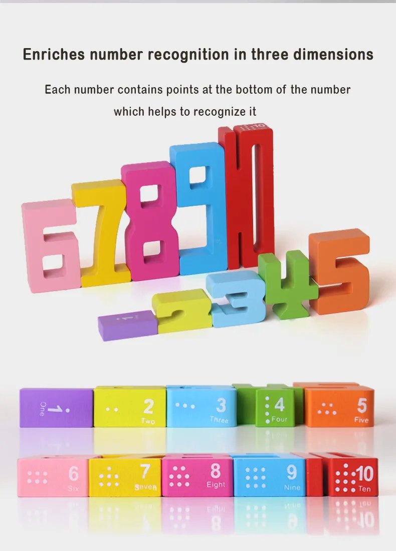 Wooden educational digital blocks, creative puzzles, stacking toys, fun brain-burning, early education topics, Montessori style