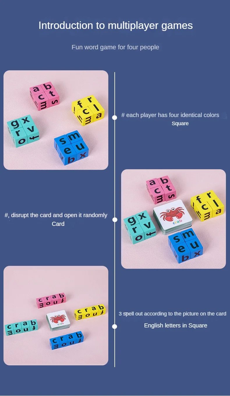 Children's Wooden Montessori Letters Block Cognitive Pairing Puzzle Learning Word Matching Puzzle Education Toys Battle Game