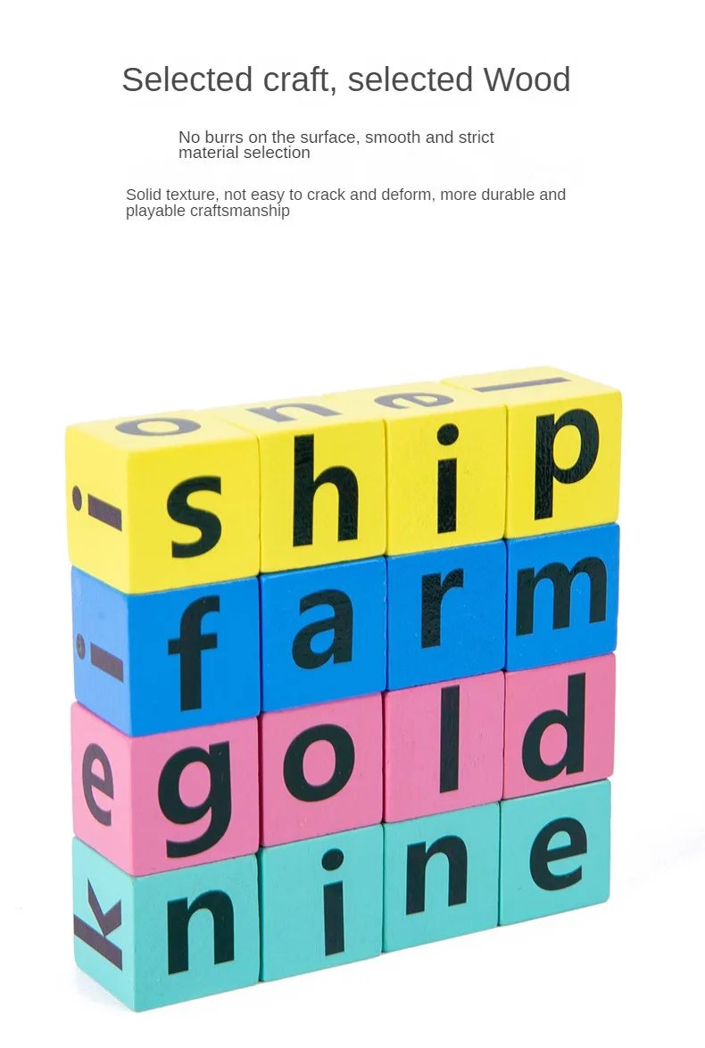 Children's Wooden Montessori Letters Block Cognitive Pairing Puzzle Learning Word Matching Puzzle Education Toys Battle Game