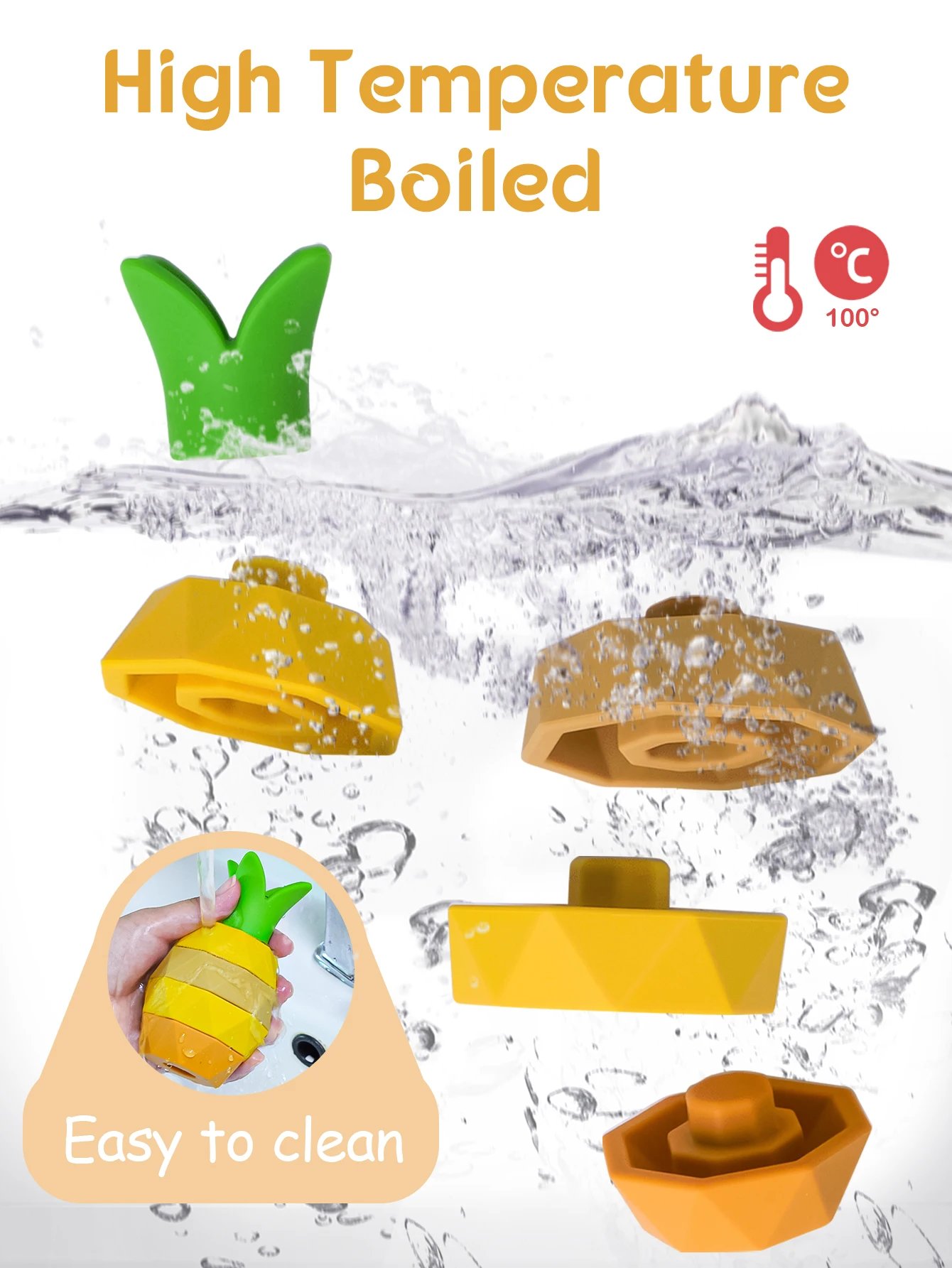 Silicone Stacking Toys Baby Building Blocks Fruit Nesting Design Bpa Free Soft Silicone Stickers Stacking Block Rubber Teething