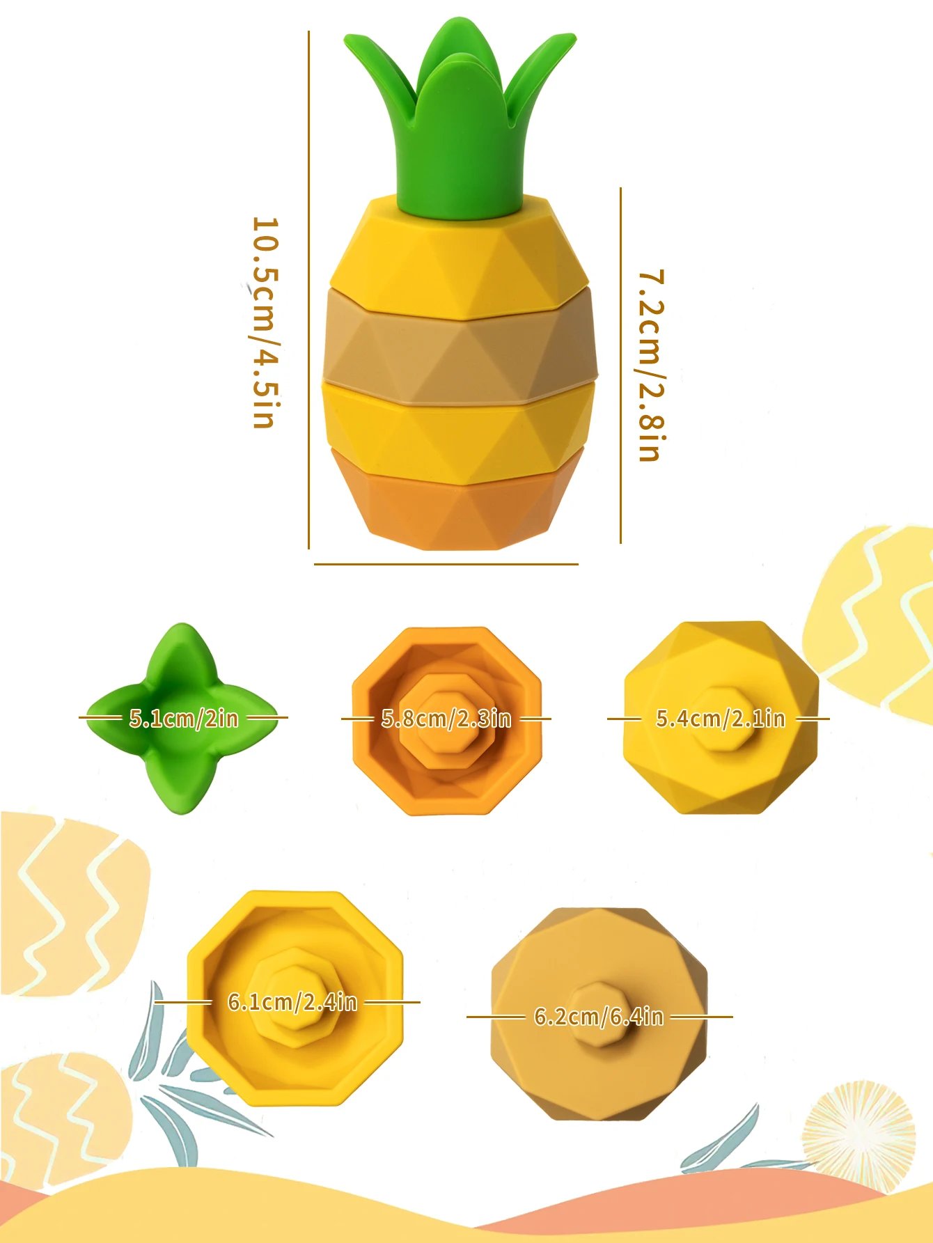 Silicone Stacking Toys Baby Building Blocks Fruit Nesting Design Bpa Free Soft Silicone Stickers Stacking Block Rubber Teething