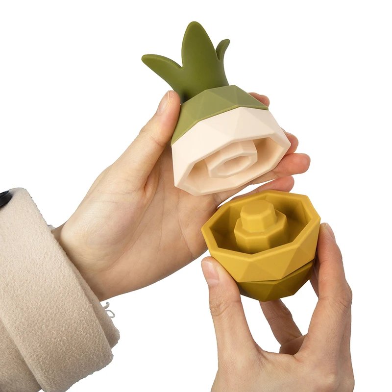 Silicone Stacking Toys Baby Building Blocks Fruit Nesting Design Bpa Free Soft Silicone Stickers Stacking Block Rubber Teething