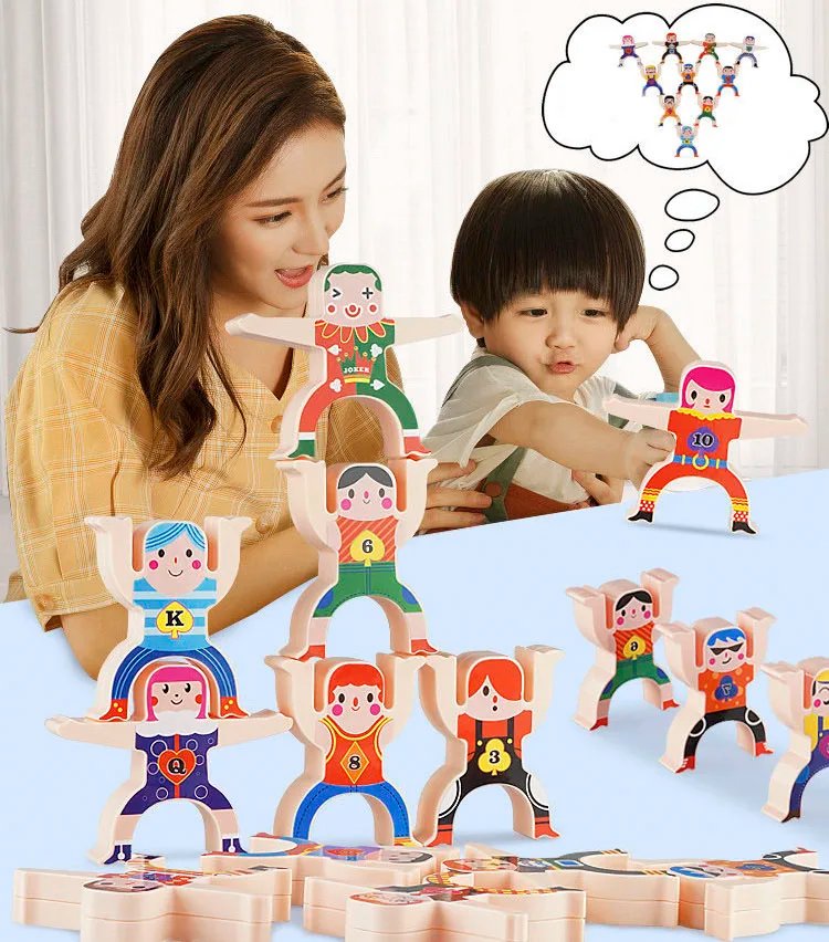 DIY Montessori Toys Balance Doll Building Blocks Board Stacking High Blocks Play Games Early Educational Toys For Children Kids