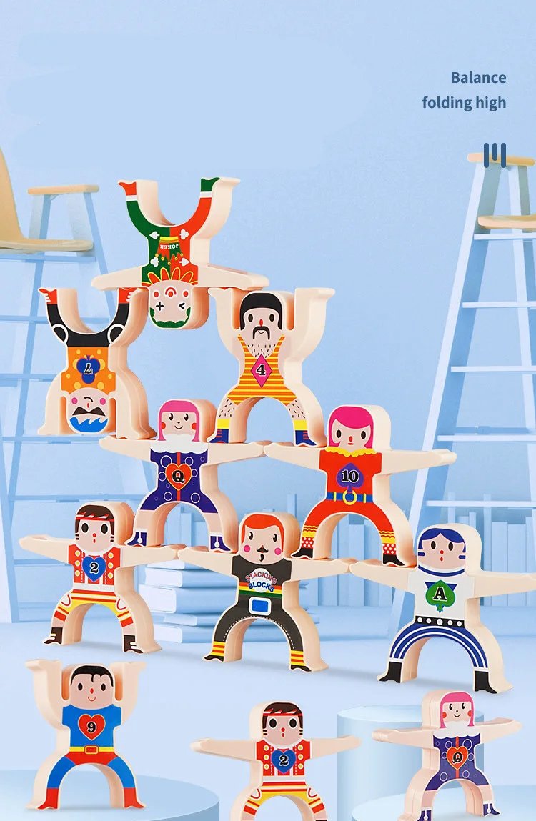 DIY Montessori Toys Balance Doll Building Blocks Board Stacking High Blocks Play Games Early Educational Toys For Children Kids