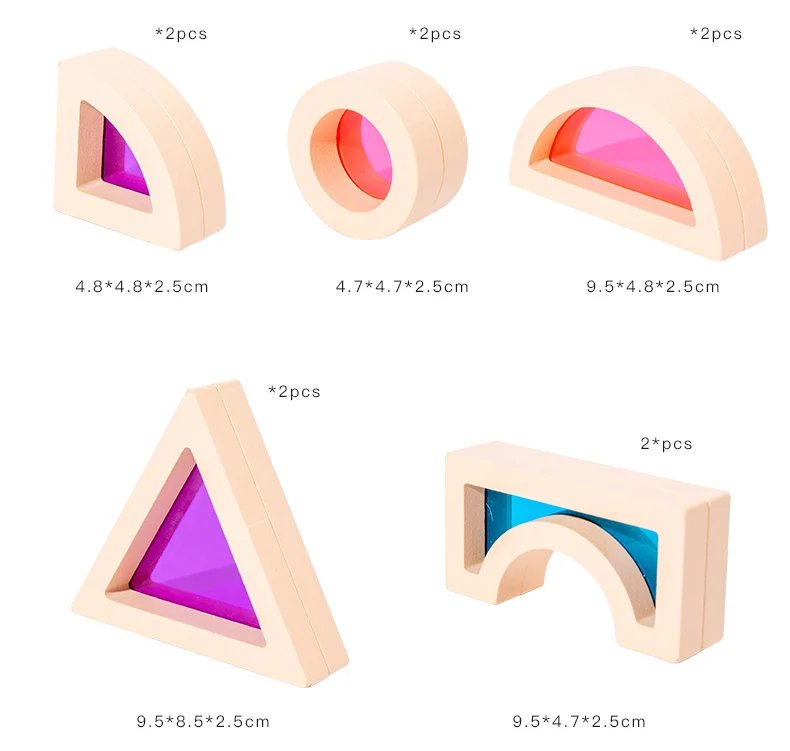 25Pcs Stacking Building Blocks Montessori Toys Construction Toys Colorful Geometry Sensory Toy Wood Rainbow Blocks for Preschool