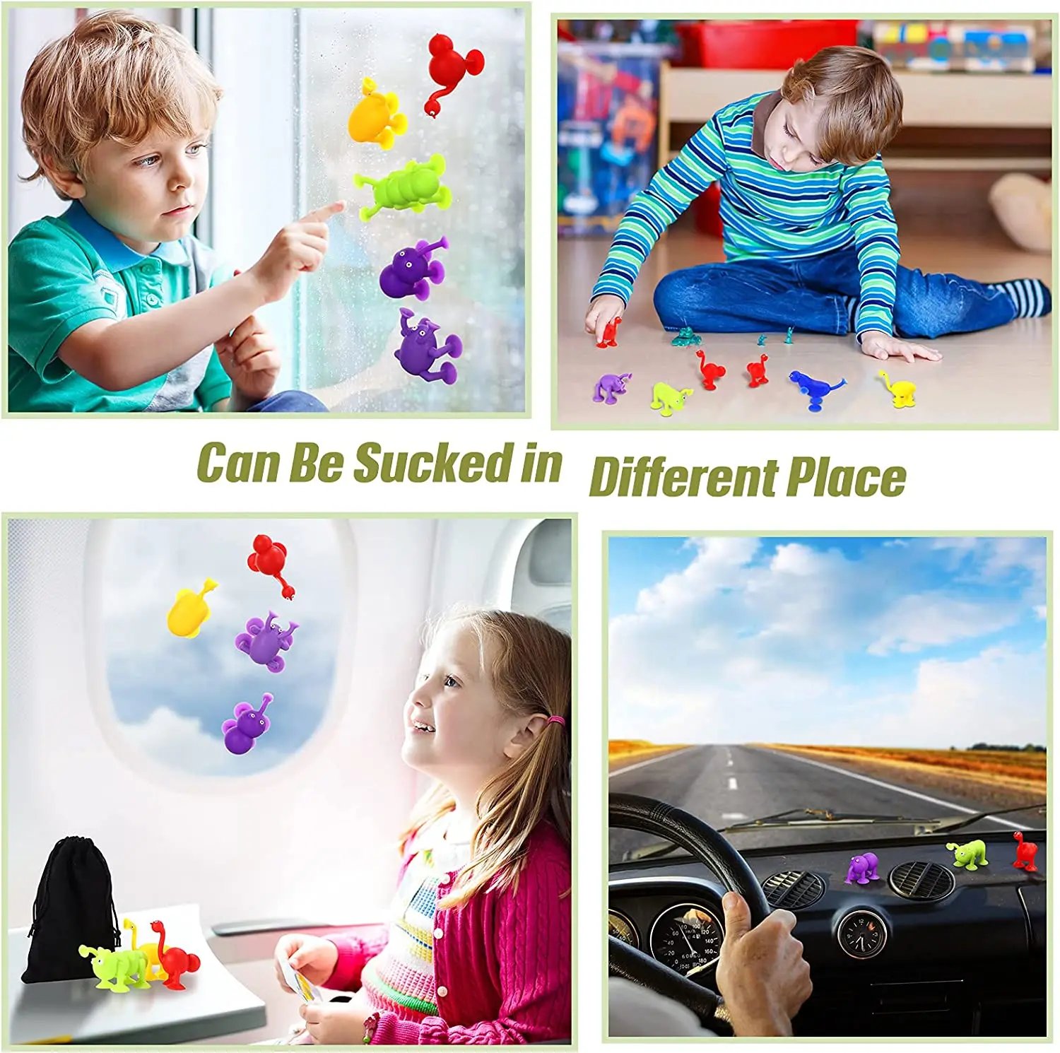 Soft Silicone Building Blocks Toy Animal Shape Suction Toy for Kids Stress Release Parent-Child Interactive Game Sucker Bath Toy