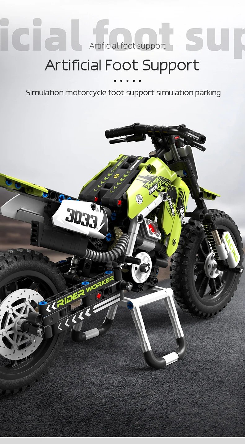 RiceBlock Technical Motorcycle Block Set, 476 Blocks LEGO Compatible, MOC Motorcycle Building Set for Kids or Adults