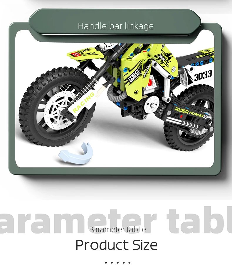 RiceBlock Technical Motorcycle Block Set, 476 Blocks LEGO Compatible, MOC Motorcycle Building Set for Kids or Adults