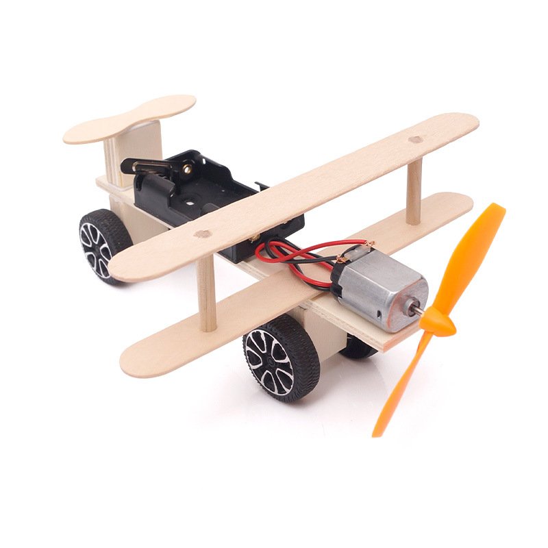 DIY Electric Power Airplane Wooden Model Kit Bricks Set Technology Physical Science Experiments Educational Toys For Children