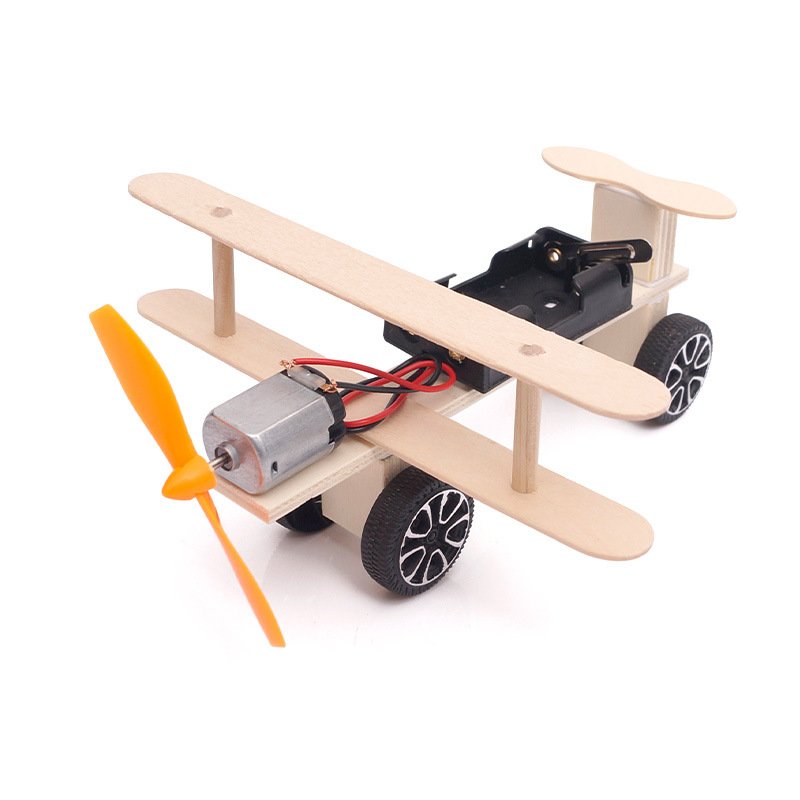DIY Electric Power Airplane Wooden Model Kit Bricks Set Technology Physical Science Experiments Educational Toys For Children