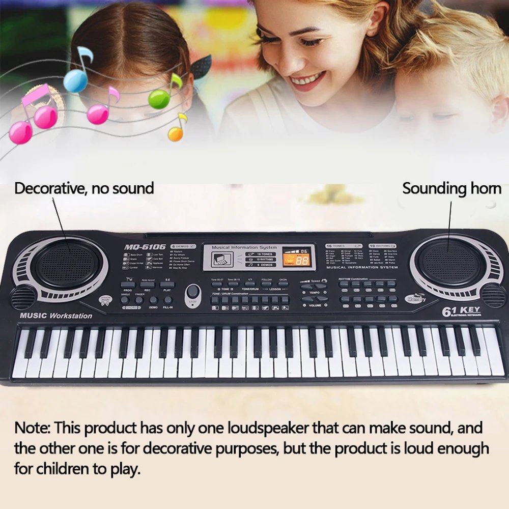 Kids Electronic Piano Keyboard 61 Keys Organ with Microphone / 24 Keys Education Toys Musical Instrument Gift for Child Beginner