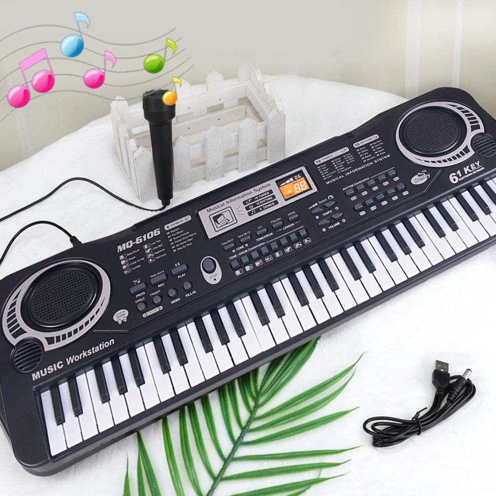 Kids Electronic Piano Keyboard 61 Keys Organ with Microphone / 24 Keys Education Toys Musical Instrument Gift for Child Beginner