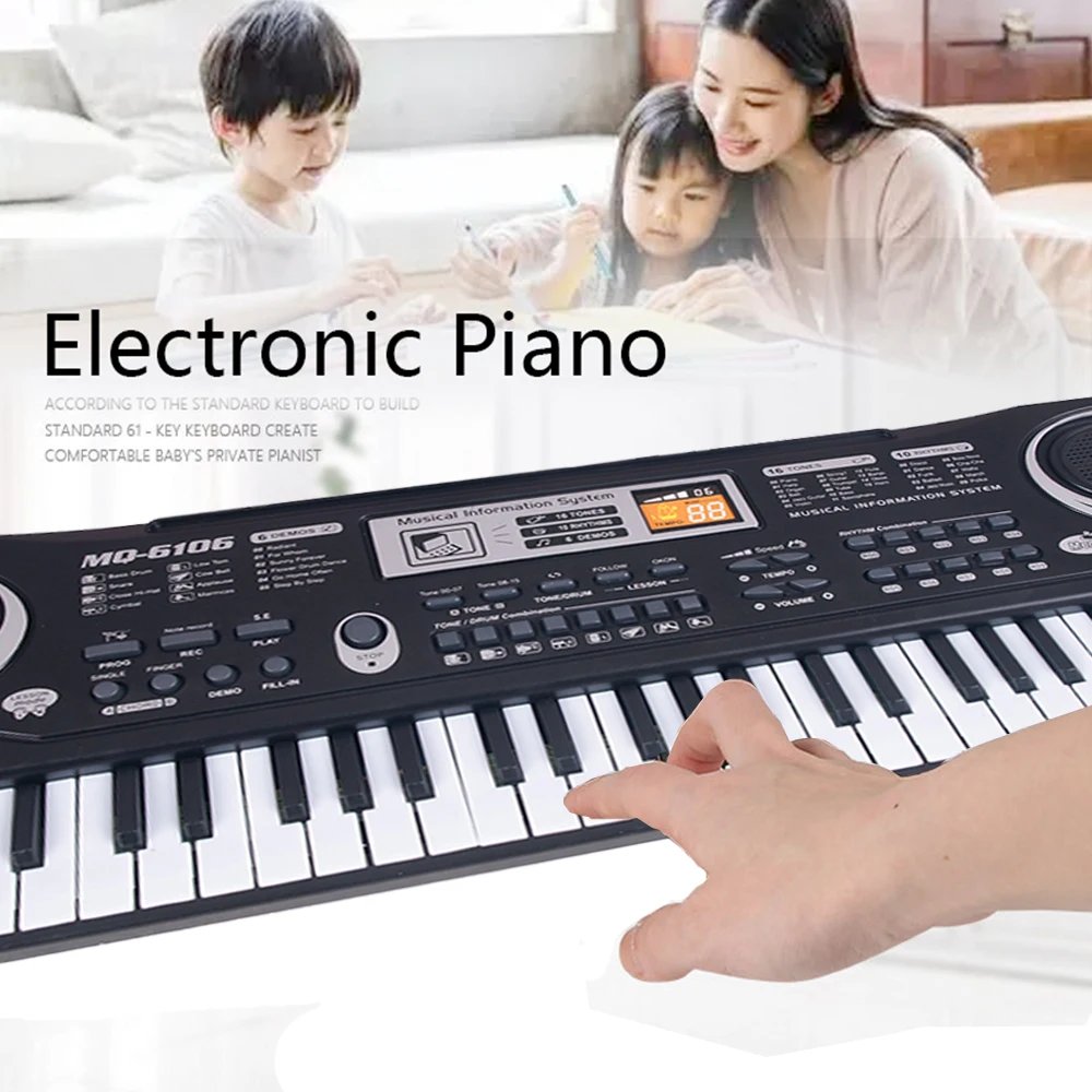 Kids Electronic Piano Keyboard 61 Keys Organ with Microphone / 24 Keys Education Toys Musical Instrument Gift for Child Beginner