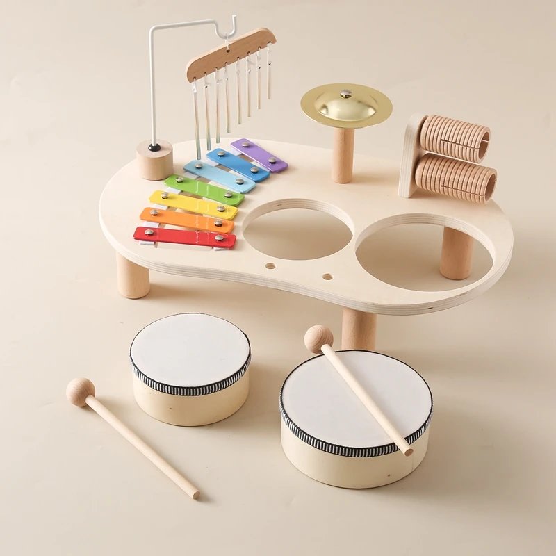 Baby Toy Musical Instrument Wooden Baby Learning Educational Toys Children's Multifunctional Music Knocking Table  Baby Gift Set