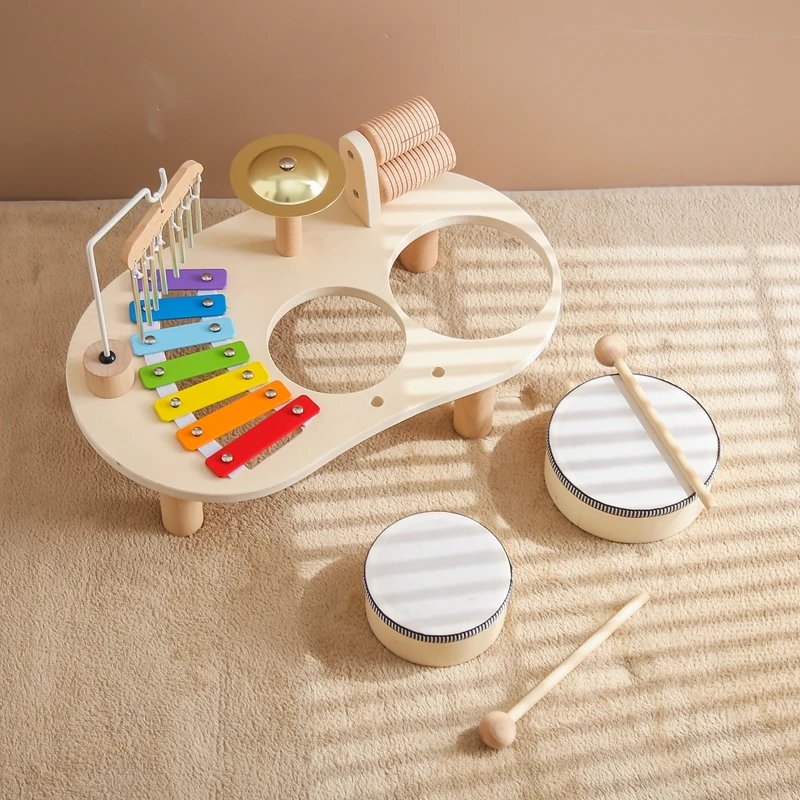 Baby Toy Musical Instrument Wooden Baby Learning Educational Toys Children's Multifunctional Music Knocking Table  Baby Gift Set