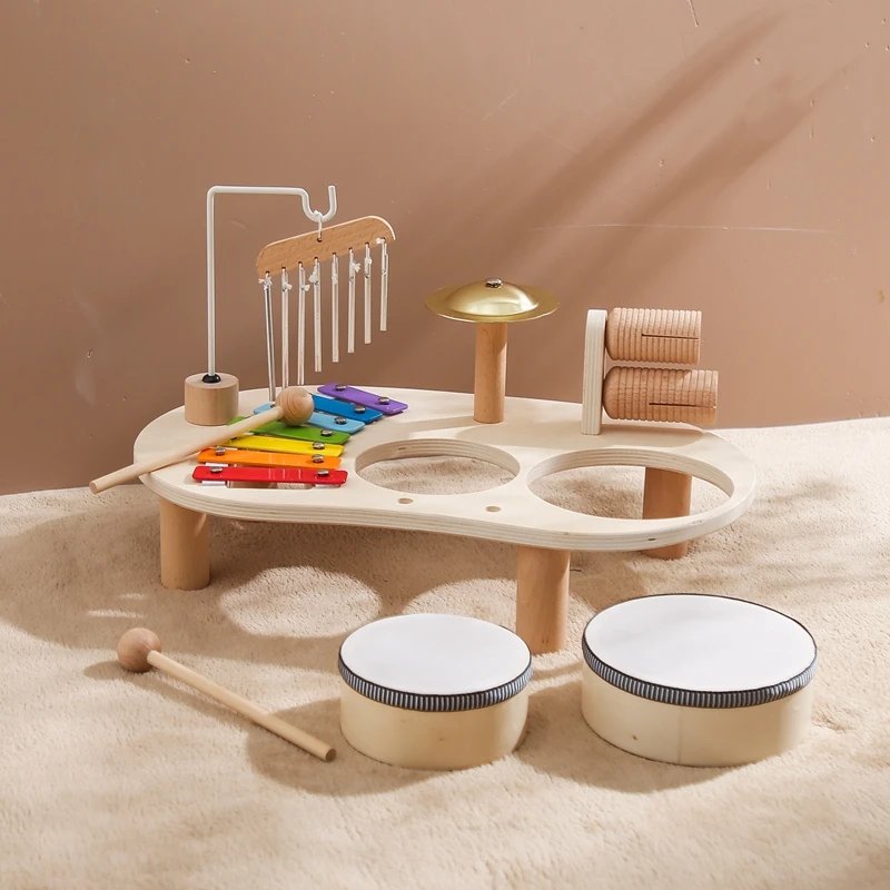 Baby Toy Musical Instrument Wooden Baby Learning Educational Toys Children's Multifunctional Music Knocking Table  Baby Gift Set